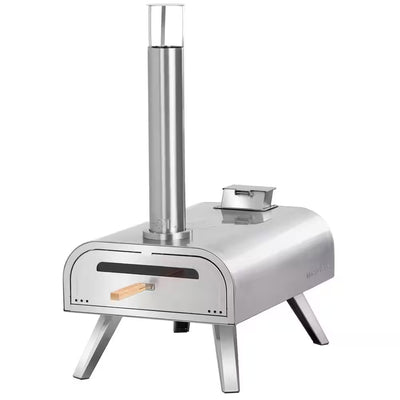 16 In. Wood Pellet Pizza Oven in Stainless Steel, Portable Outdoor Pizza Grill