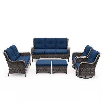 Outdoor Patio Conversation Set Designed for Gatherings, 6-Piece, Swivel Rocker Chairs, Steel Frame