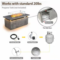 50000 BTU Rectangular Fire Pit Table with Golden Led Light Metal Table Top Outdoor Propane Fire Pit Table