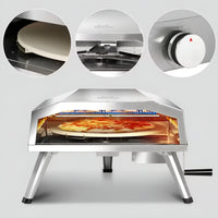 Propane Pizza Oven Built for Backyard Cooking, 16 Inch Rotating Stone, 932°F Max Temp, Stainless Steel