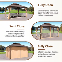 Outdoor Gazebo Built to Create Lasting Gathering Spaces, 12x14 Ft Aluminum Frame, Double Steel Roof, Mosquito Netting