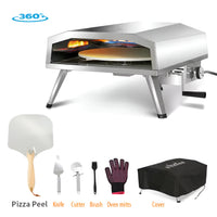 Propane Pizza Oven Built for Backyard Cooking, 16 Inch Rotating Stone, 932°F Max Temp, Stainless Steel