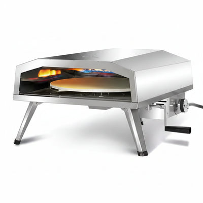 Propane Pizza Oven Built for Backyard Cooking, 16 Inch Rotating Stone, 932°F Max Temp, Stainless Steel