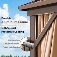 Outdoor Gazebo Built to Create Lasting Gathering Spaces, 12x14 Ft Aluminum Frame, Double Steel Roof, Mosquito Netting