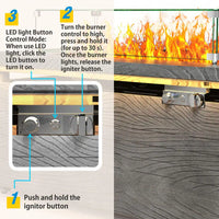 50000 BTU Rectangular Fire Pit Table with Golden Led Light Metal Table Top Outdoor Propane Fire Pit Table