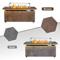 50000 BTU Rectangular Fire Pit Table with Golden Led Light Metal Table Top Outdoor Propane Fire Pit Table