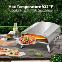Propane Pizza Oven Built for Backyard Cooking, 16 Inch Rotating Stone, 932°F Max Temp, Stainless Steel