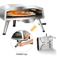 Propane Pizza Oven Built for Backyard Cooking, 16 Inch Rotating Stone, 932°F Max Temp, Stainless Steel