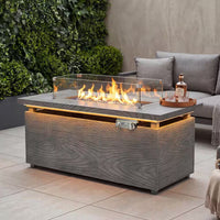 50000 BTU Rectangular Fire Pit Table with Golden Led Light Metal Table Top Outdoor Propane Fire Pit Table